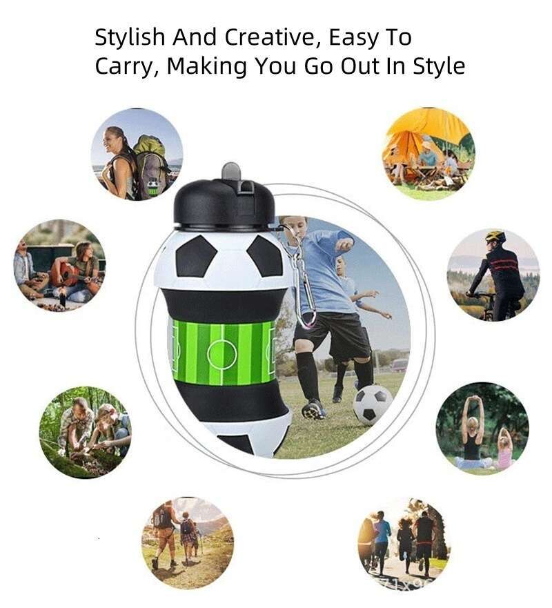 Fold Camping Cups Mug Outdoor Sports Basketball Football Tennis Golf School Leakproof Portable Kids Water Bottle Z260202