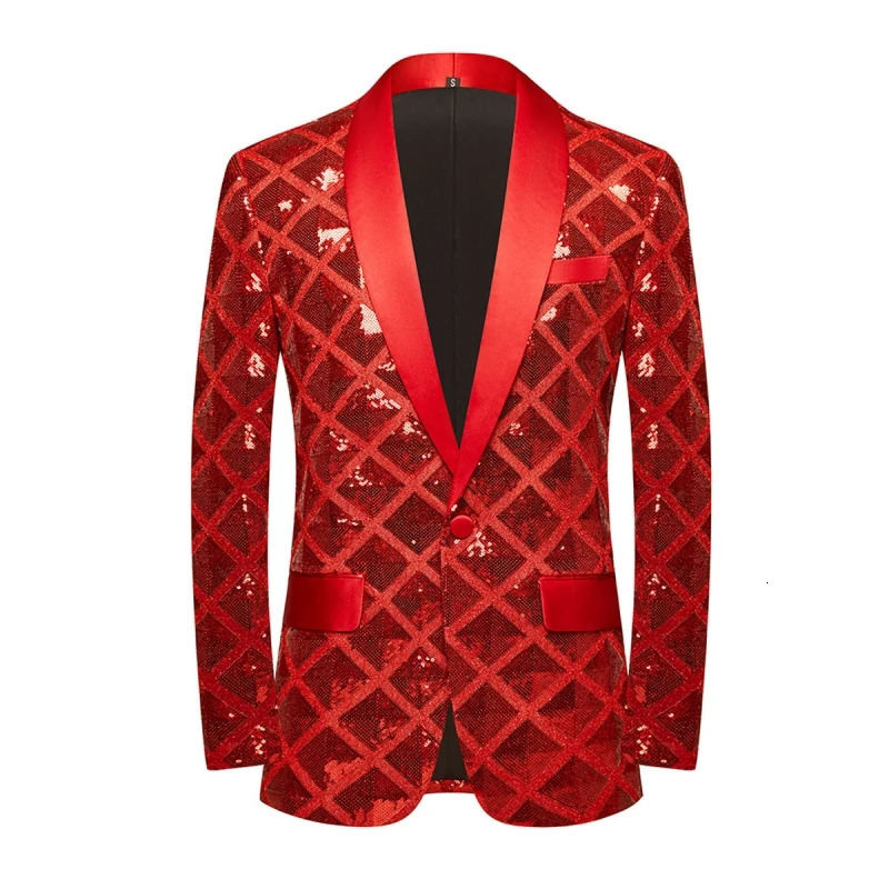 High Quality Handsome Fashion Boutique Mens Stereo Square Glitter Casual Dance Jacket Boutique Fashion Set Jacket 241216