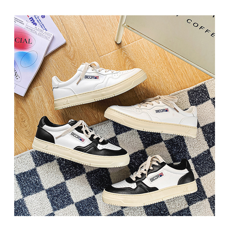 2025 spring new cream white thick sole casual board shoes male students all fashion shoes lace-up sports wind autry