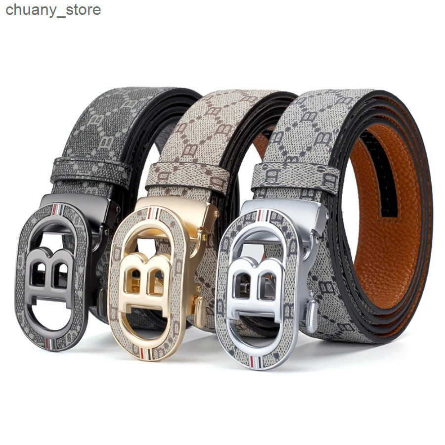 Belts New Big B Automatic Buckle Mens Belt Fashion Letter Buckle Belt Business Leisure Belt Authentic Set Belt L240910