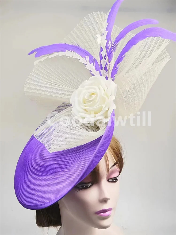Flower Fascinators Hats Party Wedding Women Pillbox Cap Elegant Ladies Church Ocn Race Millinery Cap With Net Hair Access 241217
