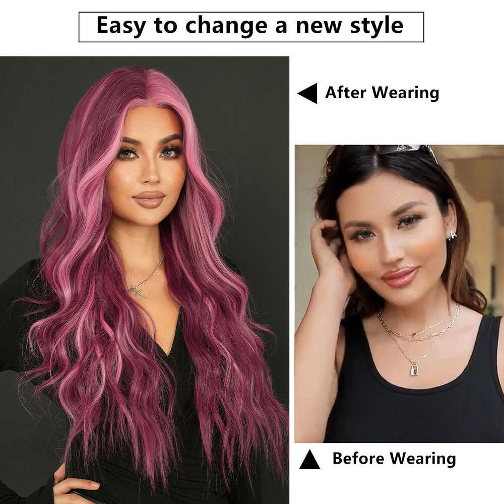 Small Lace Split Hair Wig, Full Head Set, Starry Sky Purple Dyed Fashionable Girl Wig Kq9 Kq9