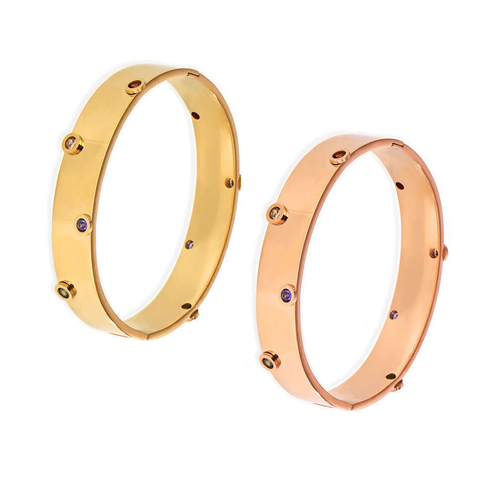 Mysterious Color Handmade Inlaid Zircon Texture Wind Stainless Steel Non Fading Fashion Bracelet