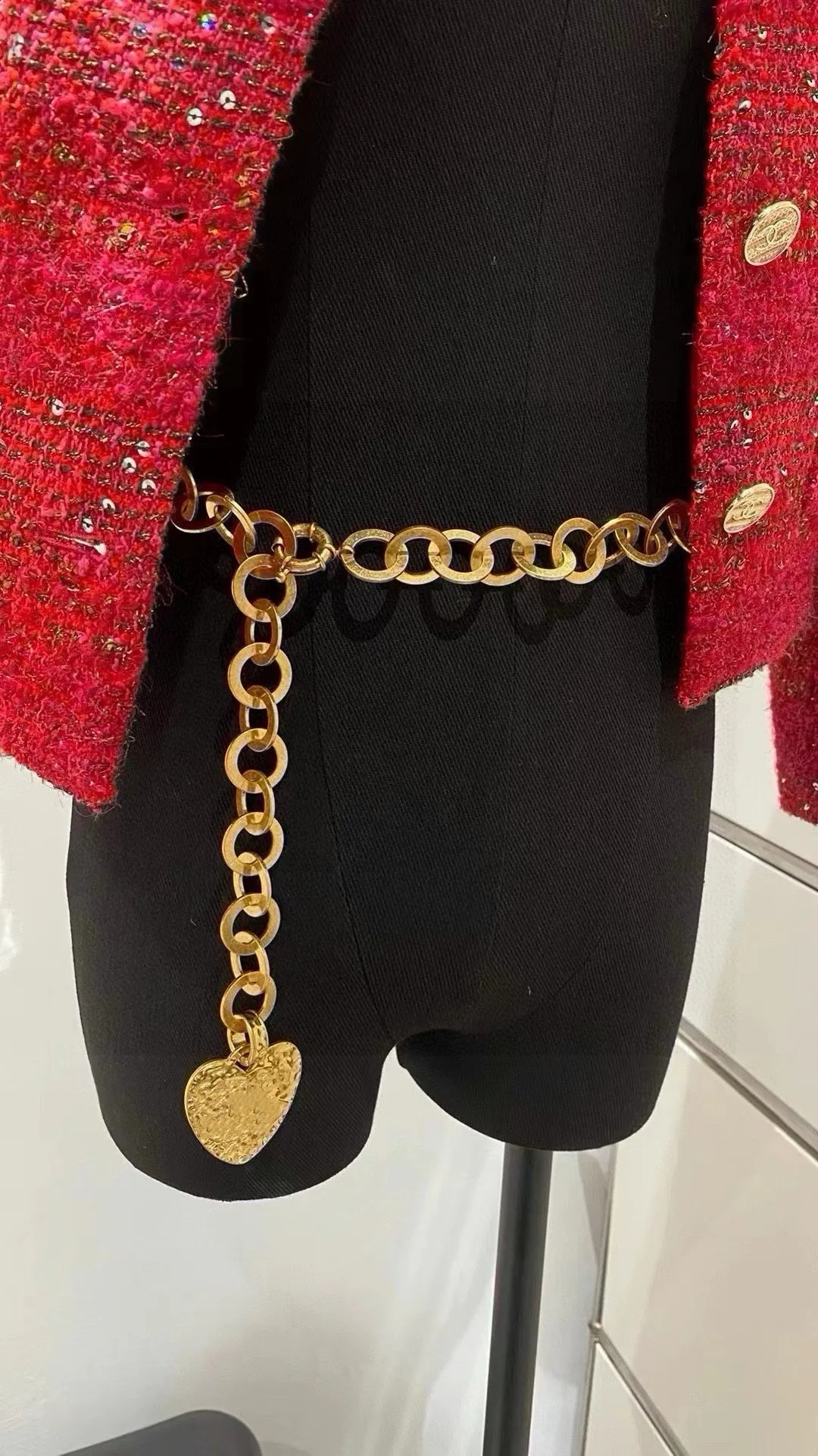 vintage medieval love pendant long necklace waist chain length about 83Cm 241214