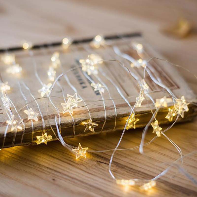 Battery Operated Small Star Lights - Elegant Copper Wire LED Ornaments for Holiday Decoration
