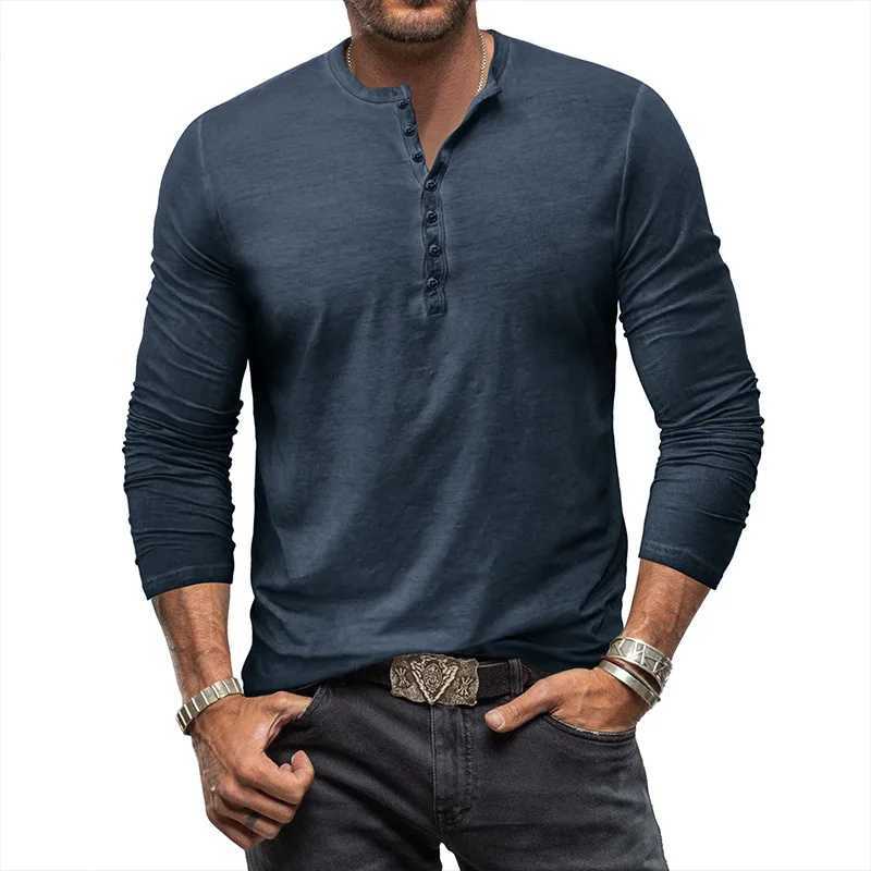 2023 Vintage Mens Henley Shirts Men Cotton Long Sleeve T Shirt Hip Hop Punk Knight Tops Oversized Tee Shirt Man Clothing W241216