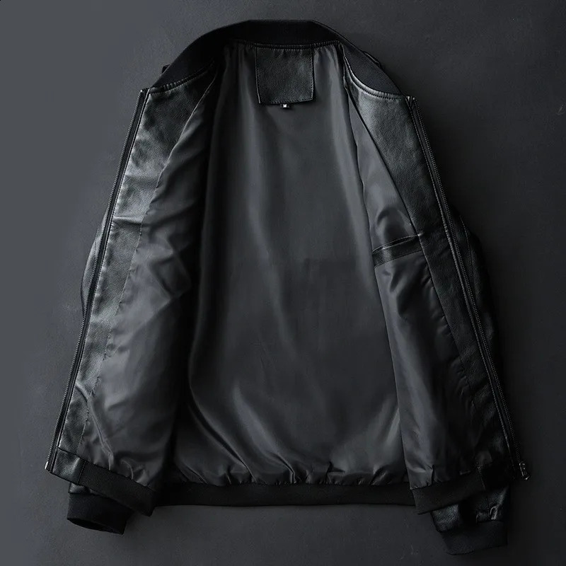 Spring Autumn Leather Jacket Men Stand Collar Slim Pu Fashion Motorcycle Causal Coat Mens Moto Biker 241217