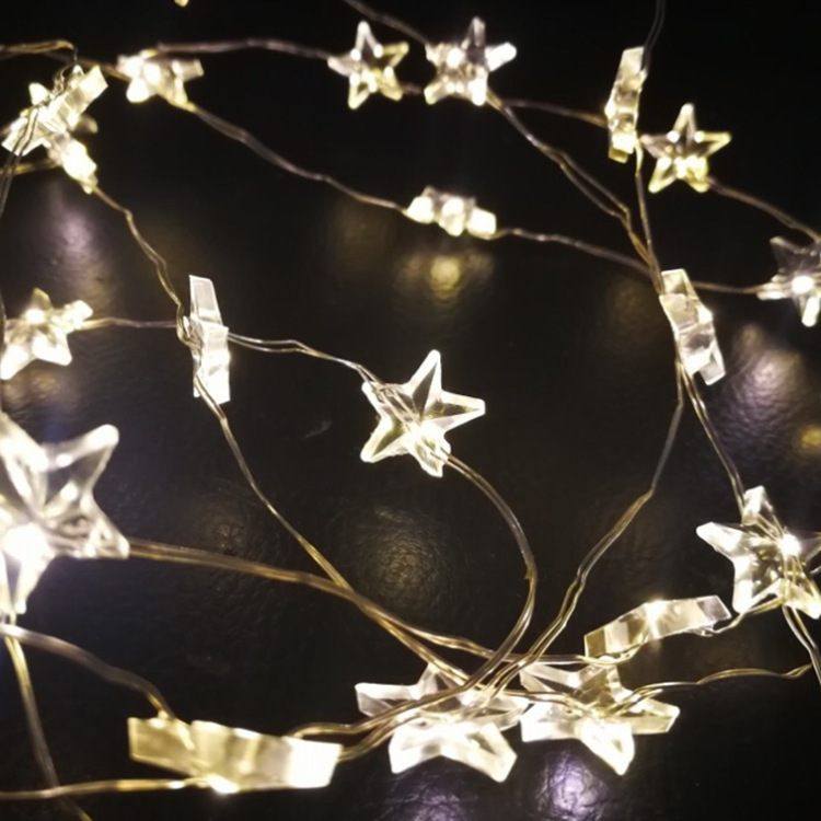 Battery Operated Small Star Lights - Elegant Copper Wire LED Ornaments for Holiday Decoration