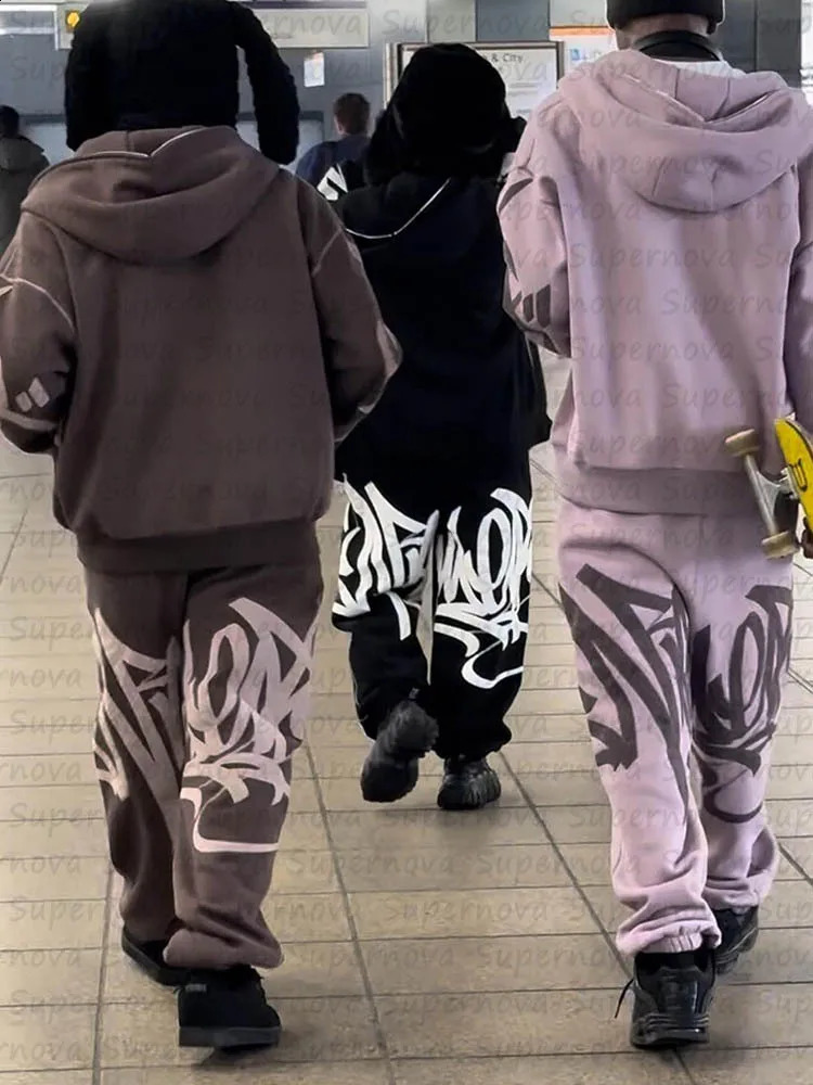 Mens and womens Y2K retro hoodies personalized printed hoodies high-quality text sportswear fashionable sportswear 241213
