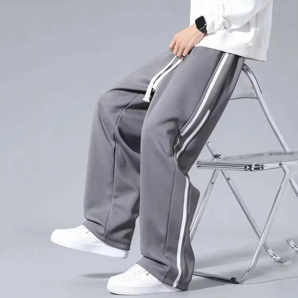 2025S Fashion Designer High Quality Pants Mens Wide Leg Drawstring Sweatpants Soft Breathable Casual Trousers For Sports Jogging Elastic Waist