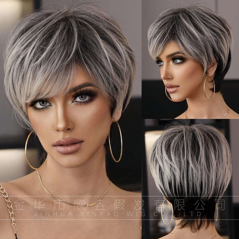 |Multiple Options | Summer Elf Cutting Female Black Level Short Mechanism Synthetic Fiber Wig Kq9 Kq9