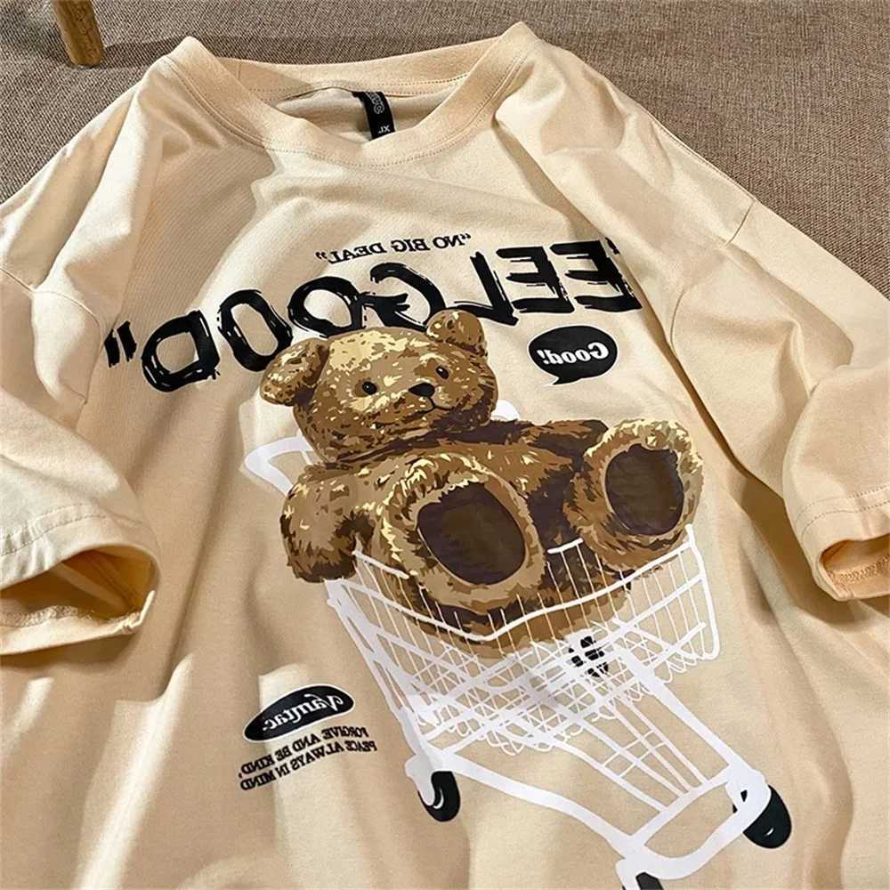 Women's T-Shirt Korean Sle Black Women clothes Bear Chubby Girl Short slve T-shirt Womens Loose Summer Tshirts High Quality Girls Ts Y241212AITN