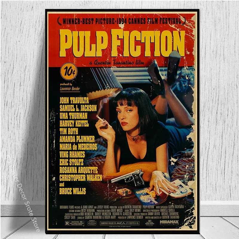 Vintage Classic Movie Posters Retro Prints Pulp Fiction/Godfather Poster Film Retro Home Room Decor Aesthetic Art Wall PaintingXJ2411216