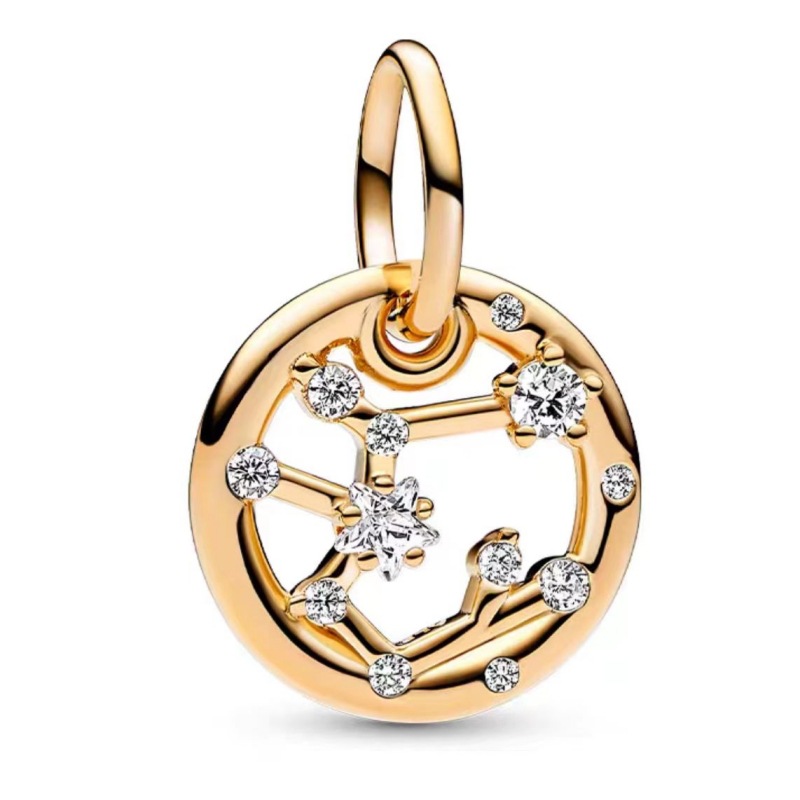 S925 Sterling Silver Luxury Designer 12 Zodiac Leo Libra Pisces Taurus Virgo Loose Beads Charms Women Fits 3mm Snake Chain Bracelets DIY Making Jewelr