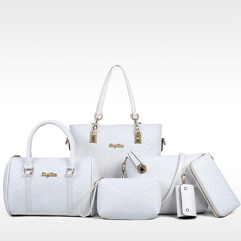 Handbags for Women Ladie Shoulder Bags Version Trendy Embroidery Thread Crossbody Shoulder Hand-Held Bags Six Piece Set