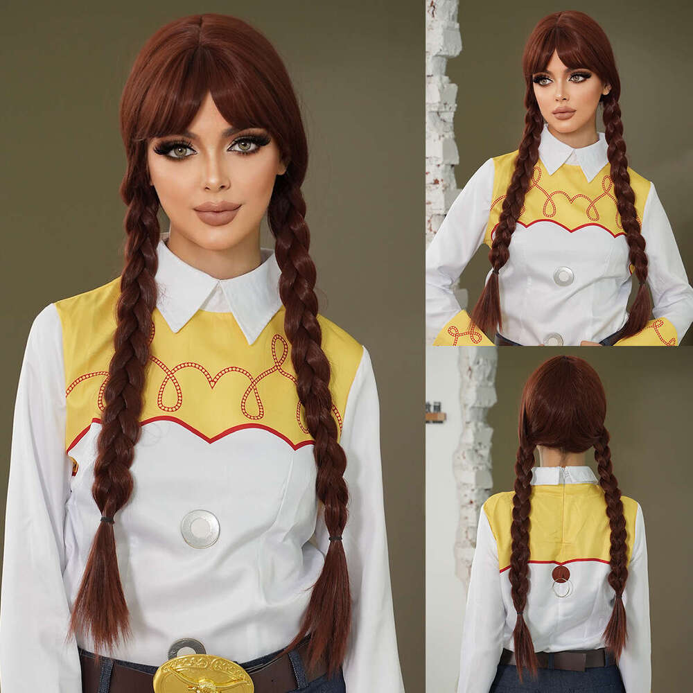 Red And Brown Halloween Braid Headset Toy Story 2 Cuisi Dress Up Girl Cosplay Wig Kq9 Kq9