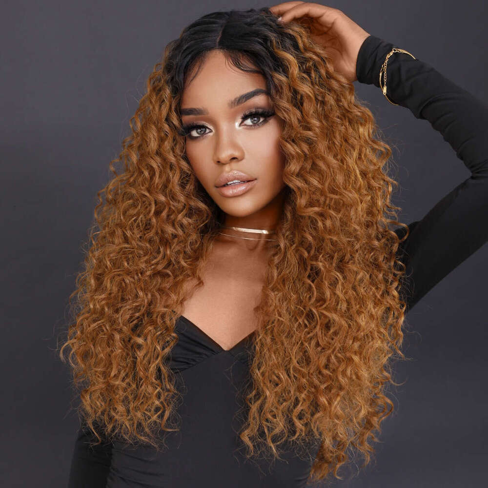 Black Long Hair Front Lace Synthetic Latin American Curly Wig HD Lace Front Wigs Kq9 Kq9
