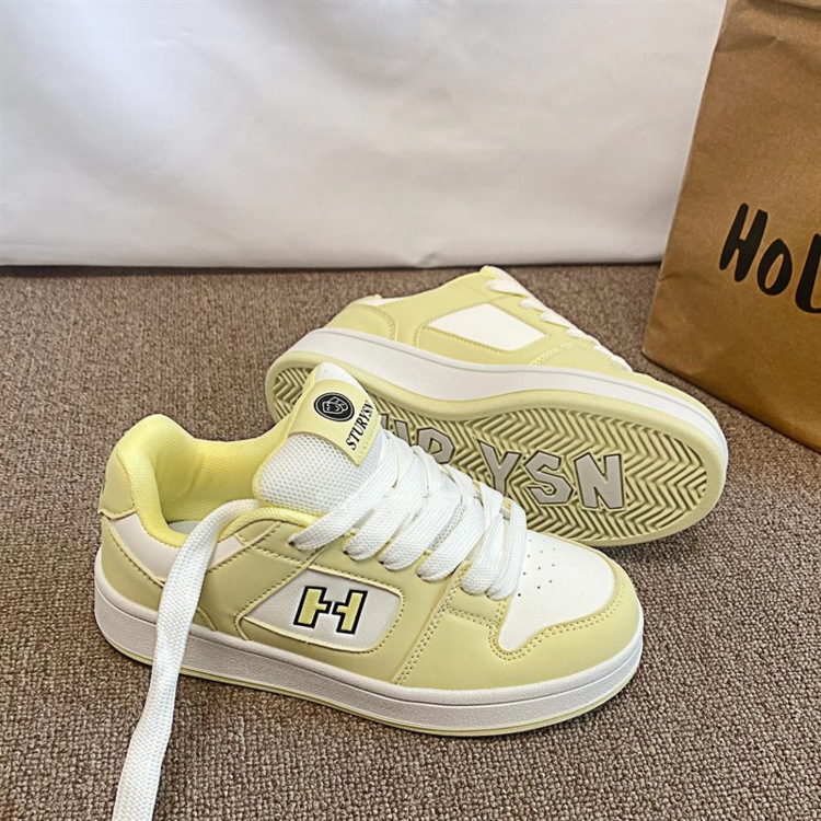 Women Casual Shoes Fashion Designer Shoes Trendy Printing Thick Sole Color Blocked Korean Version Versatile Triple Yellow Red Free shipping