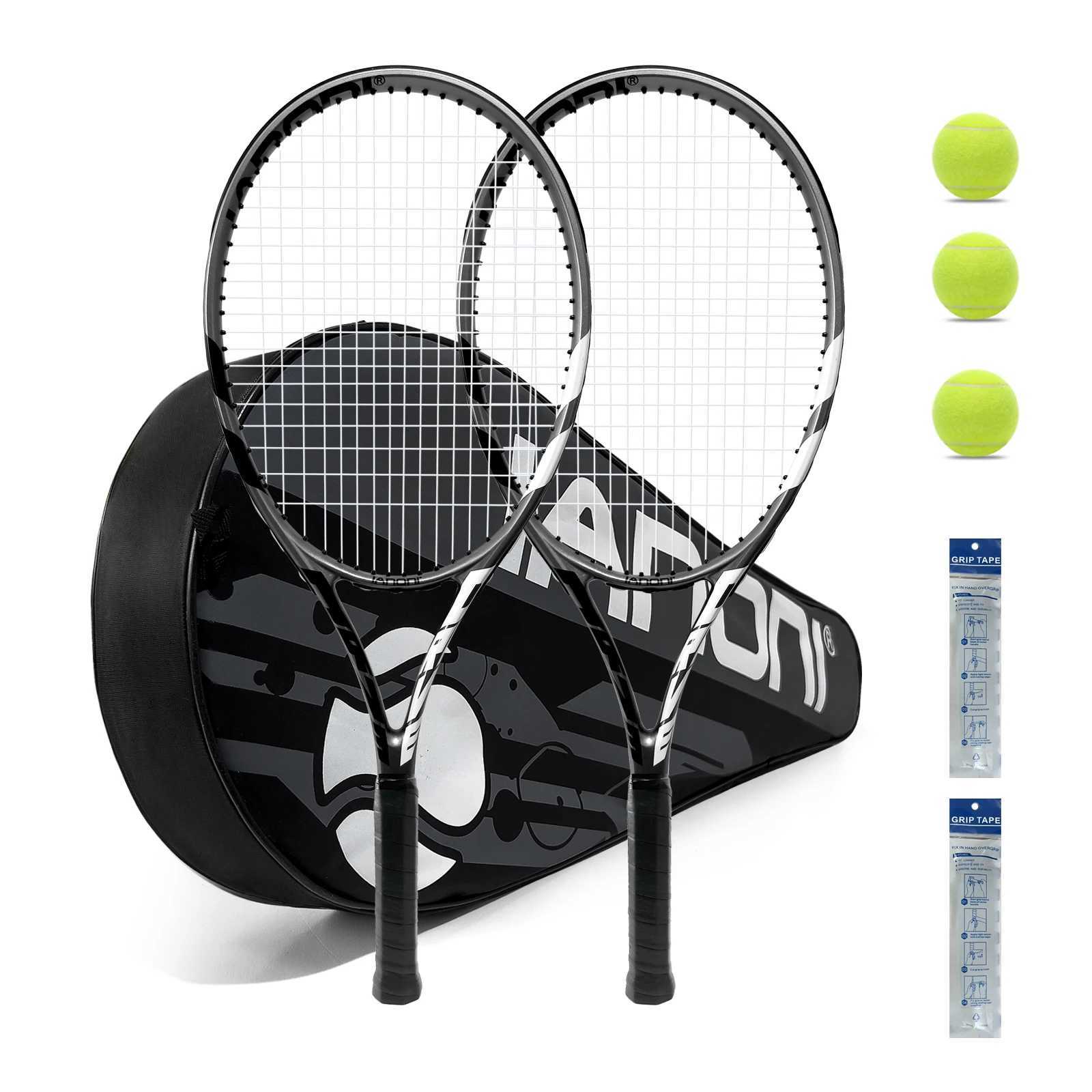 Tennis Rackets for Adults Pre-Strung 27 Inch Tennis Rackets-2 Player Tennis Racket Set with 3 Balls2 Grips 2 Vibration DampeW241217