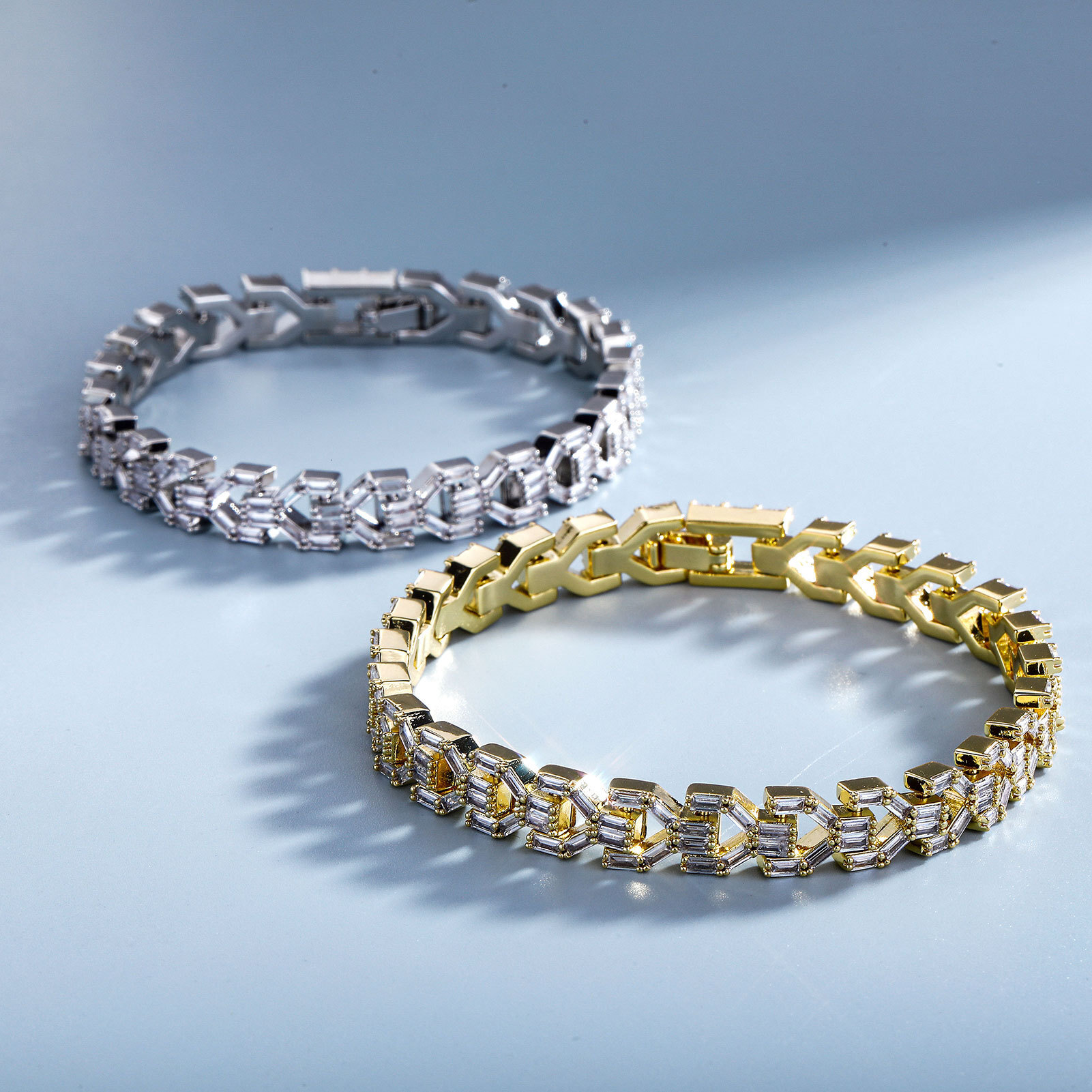 8mm Hip Hop Cuban Chain Baguette Diamond Bracelet For Men And Women 14k Gold Full Cubic Zirconia Wolf Tide Punk Rock Jewellery Bijoux Pulsera Hombre