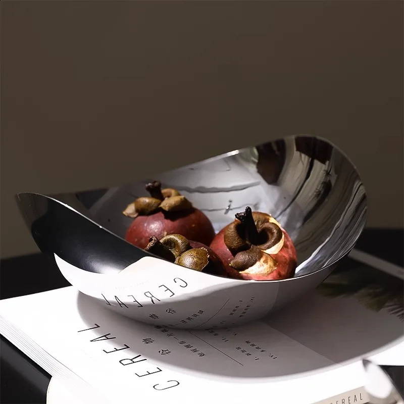 304 Stainless Steel Snack Fruit Bowl Large Salad Serving Dish Fruit Tray Storage for Home Livingroom Kitchen Coffee Table 241216