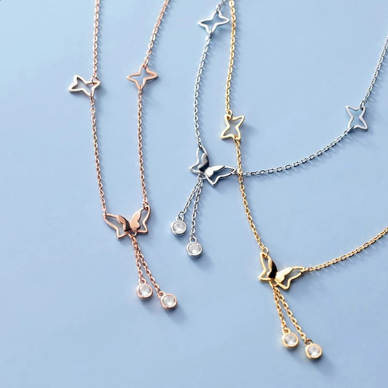 MIQIAO 925 Sterling Silver Ankle anklet Butterfly Rose Gold Chains For Jewelry Women Foot Accessories Female Bracelet On The Leg 241217