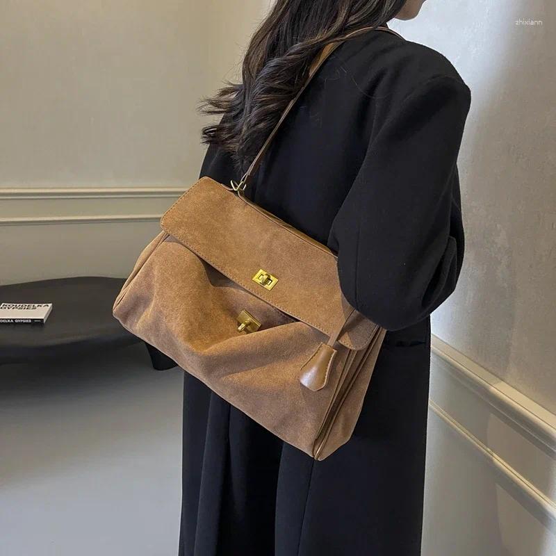 Free Shipping Shoulder Bags Autumn Winter Women Suede Leather Bag Handbag And Purses Chic Fashion Lady Trendy Satchel Designer Bag Luxury Bag Tote Bag