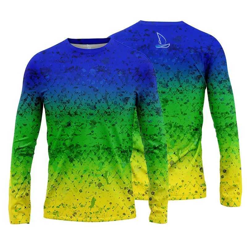 Mens Fishing Shirt Print T-Shirt Fishing Apparel Long Sleeve Fishing Shirt Outdoor Sports Crewneck Tops Oversized Comfort 6XL W241216