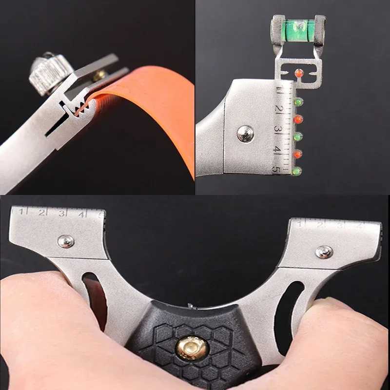 Powerful Metal Slingshot Precise Aiming Catapult Outdoor Hunting Shooting Slingshot Flat Rubber Band Outdoor Small ToolXJ241217