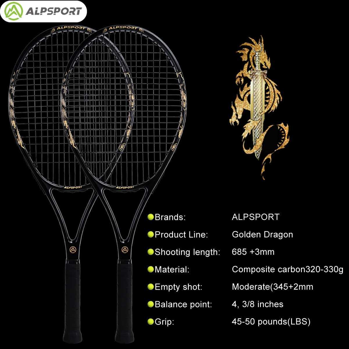 ALPSPORT JL 27inch strong and durable 4 38inch grip carbon fiber tennis racket suitable for students and teenagers W251021