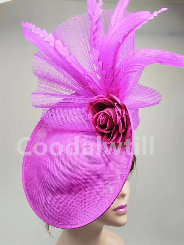 Flower Fascinators Hats Party Wedding Women Pillbox Cap Elegant Ladies Church Ocn Race Millinery Cap With Net Hair Access 241217