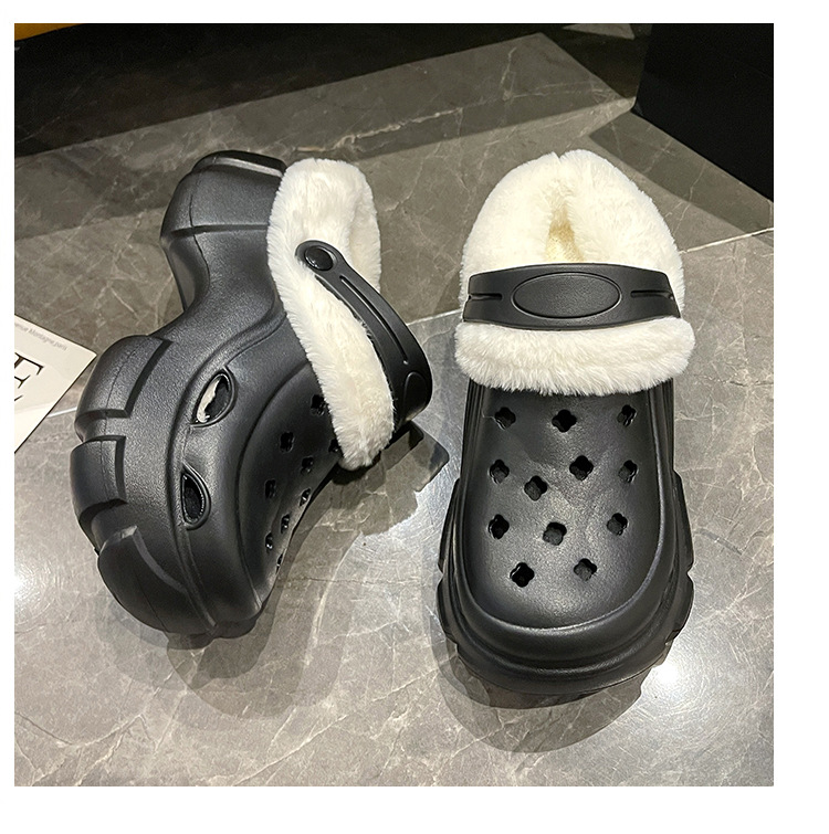 Stylish High-heeled hot Shoes with Detachable Holes and Fluffy ings, Perfect for Wearing Outside Cotton Slippers 2025 Winter