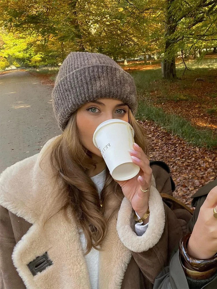 Autumn Winter Warm Lapel Long Sleeve Lamb Wool Jacket Women Single Breasted Pockets Sheepskin Coat Lady High Street Outwear 241217