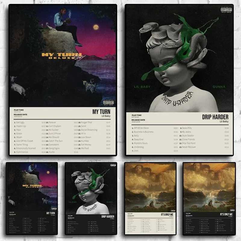 Music Album Star Lil Baby Rap Hip Hop Retro Picture for Room Living Canvas Painting Print Posters Art Home Wall Decor GiftXJ2411216