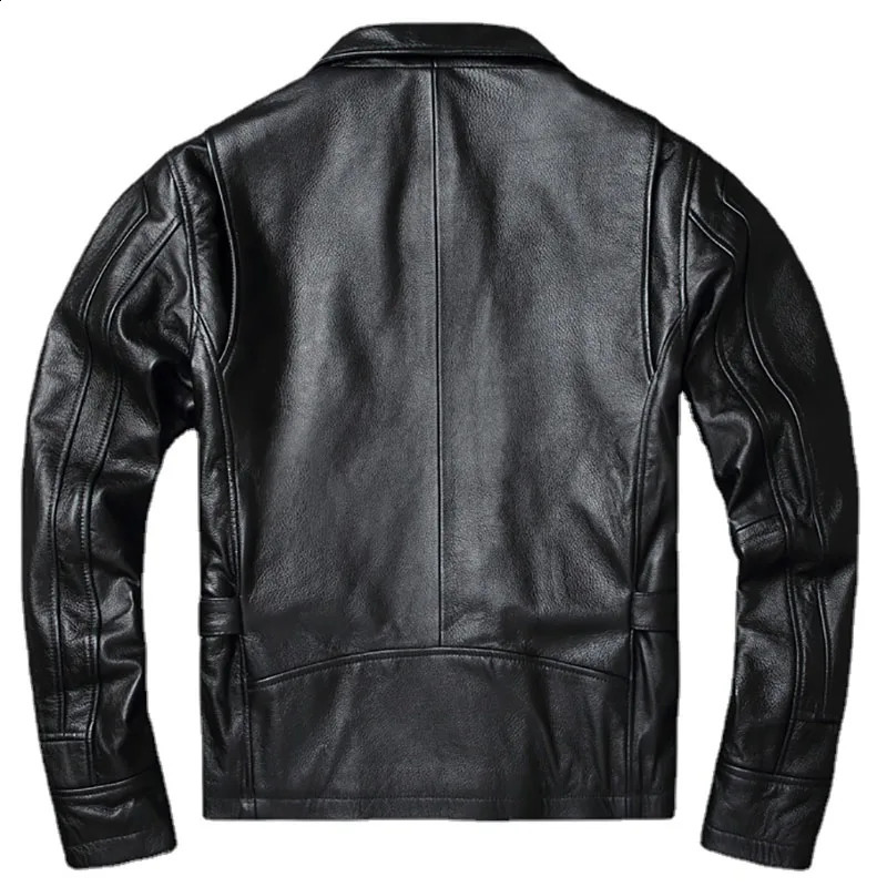 Men Cowhide Coat Vintage Leather Jacket Genuine Clothes Mens Winter Motorcycle Biker Jackets 241217