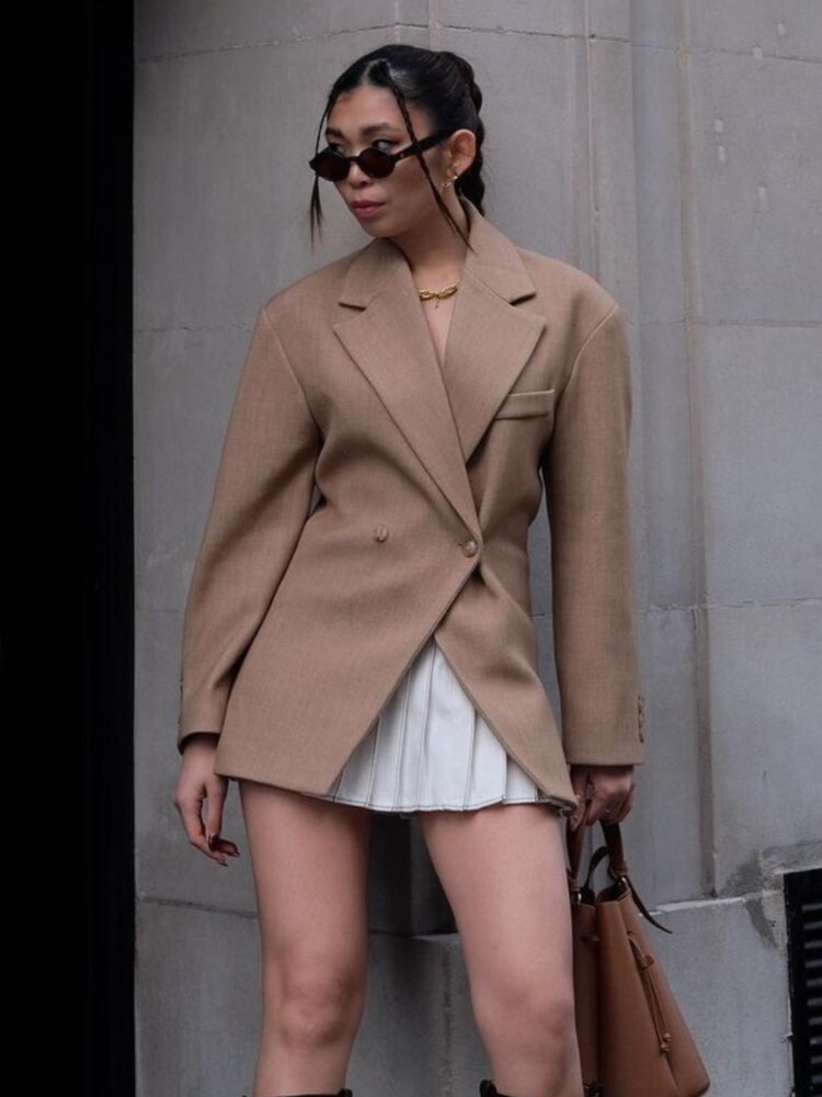 New Diagonal Buckle Women's Jacket Suit Classic Vintage Casual Jackets Autumn Fashion Retro Women Coat Lapel Female Coats Tops