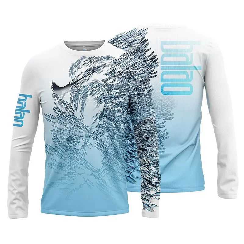 Mens Fishing Shirt Print T-Shirt Fishing Apparel Long Sleeve Fishing Shirt Outdoor Sports Crewneck Tops Oversized Comfort 6XL W241216
