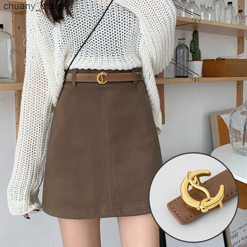 Belts Fashion leather belt womens second layer cowhide alloy buckle belt jeans casual pants decorative accessories L240910