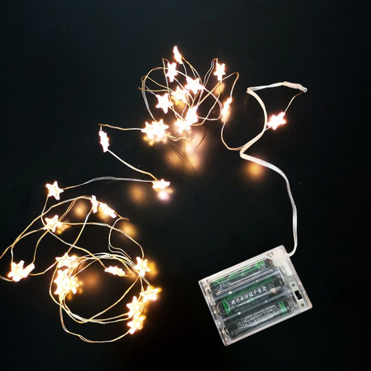 Battery Operated Small Star Lights - Elegant Copper Wire LED Ornaments for Holiday Decoration