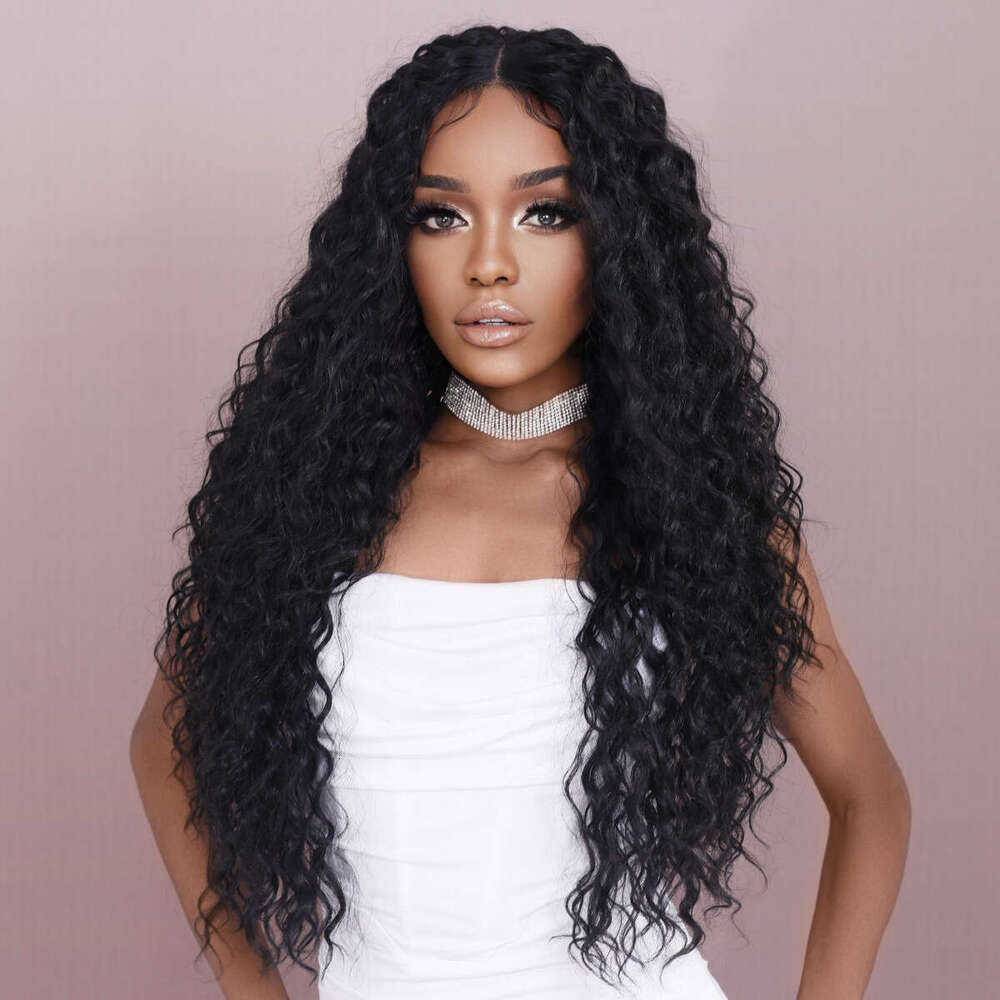 Black Long Hair Front Lace Synthetic Latin American Curly Wig HD Lace Front Wigs Kq9 Kq9