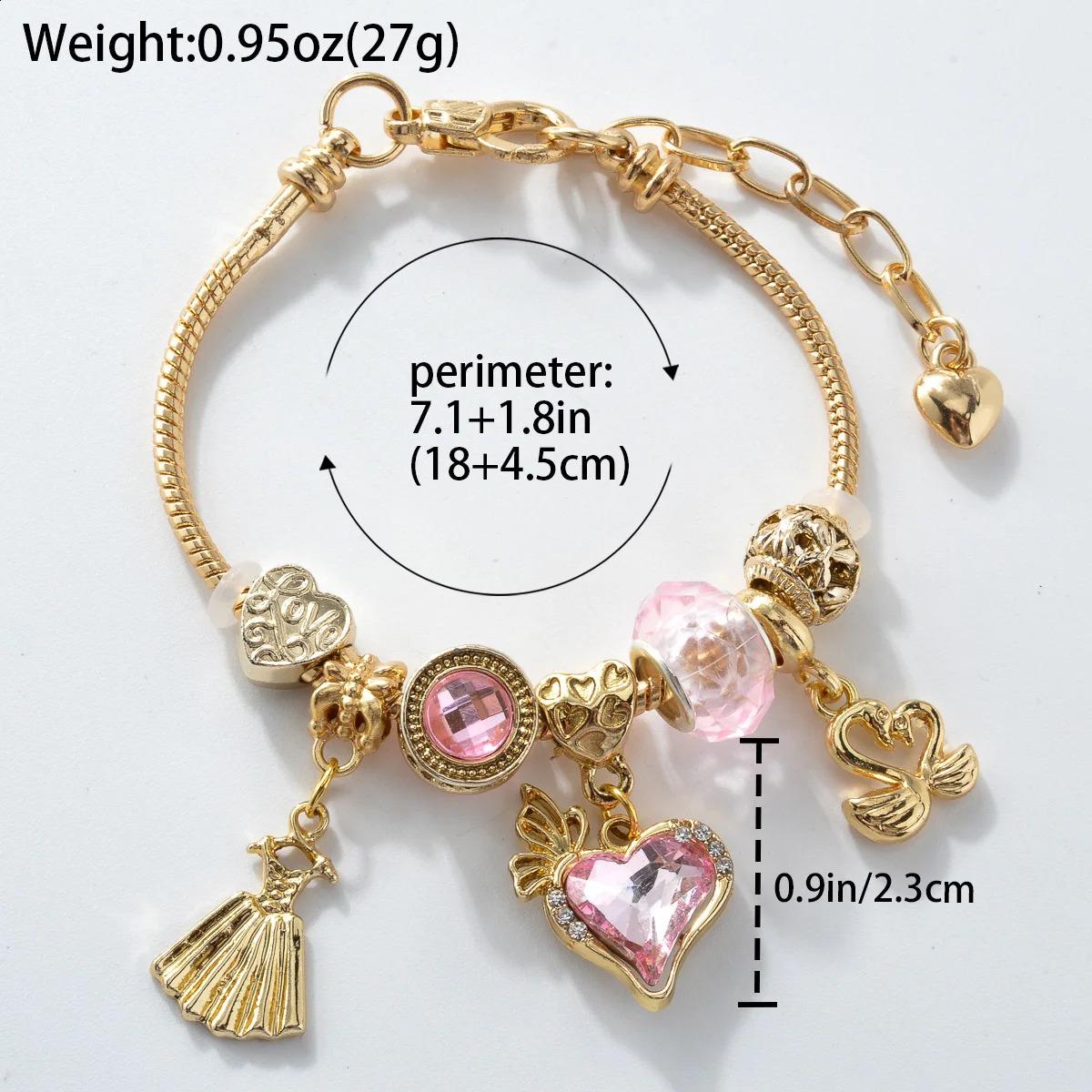 Premium Stainless Steel Charms Bracelet For Women Y2K Glazed Gem Beads Key Lock Love Hanging bracelet Gifts 241216
