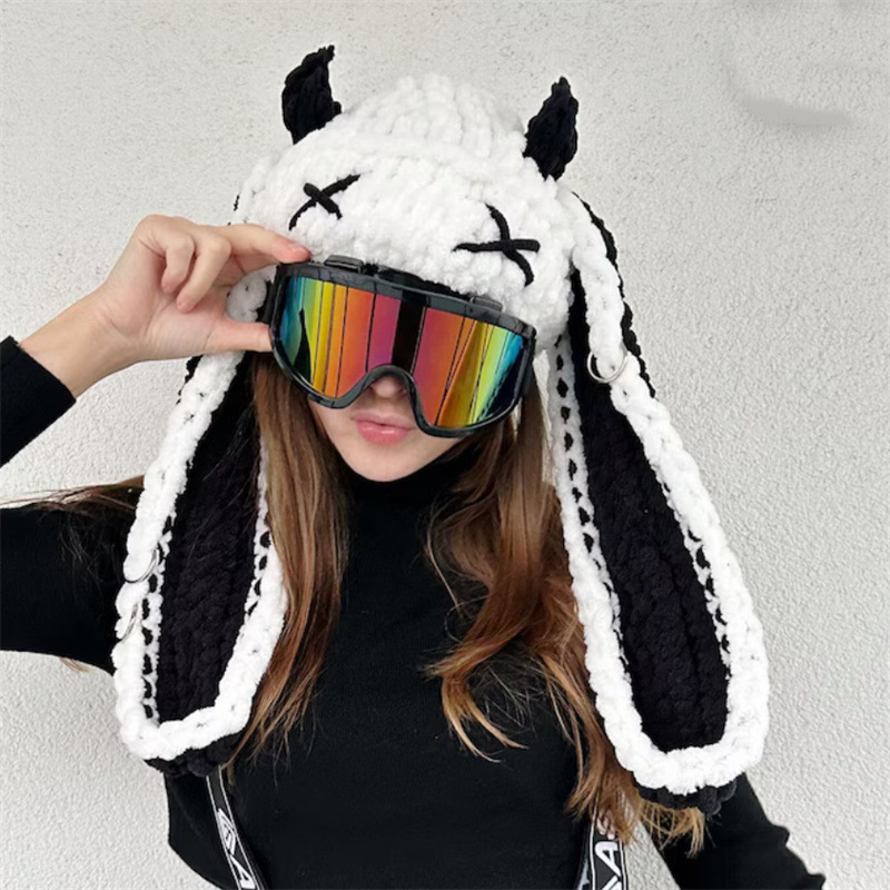 Beanie Skull Caps Autumn Winter Unisex Knitted Hat Adults Handmade Bullhorn Quirky Personalized Adult Hats Christmas gifts 5PCS/LOT