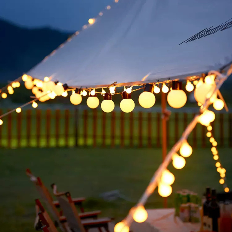 Outdoor LED Light Strands with Globes - Ideal for Enhancing Your Camping Experience