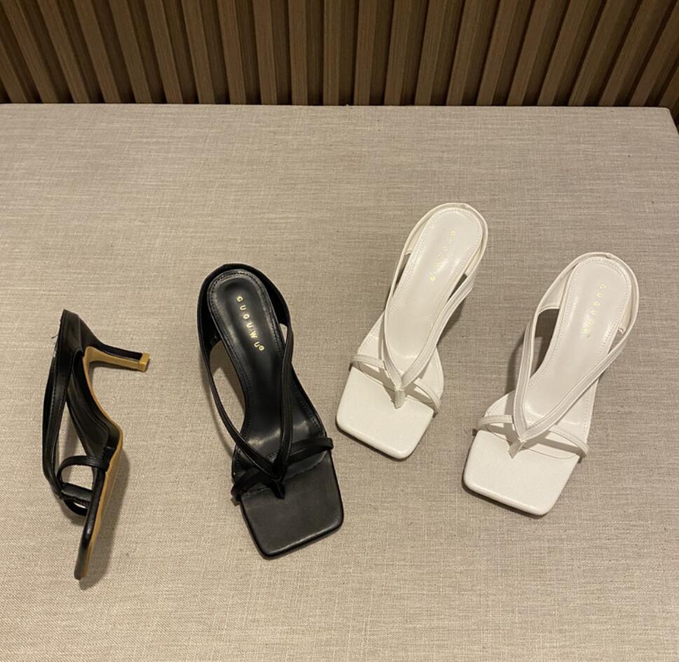2024 Women's Heel Flip Ps Gold Sier High Heels White Sandals Women Mules Slippers Ladies Summer Shoes Calzado Mujer
