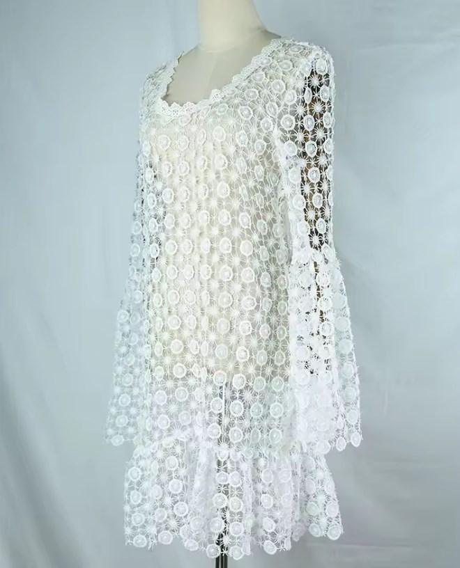Women Beach Wear Sexy White Lace Cover Up Women Swimsuit Sexy Bikini Backless Beach Dress Summer Swim Beach Wear