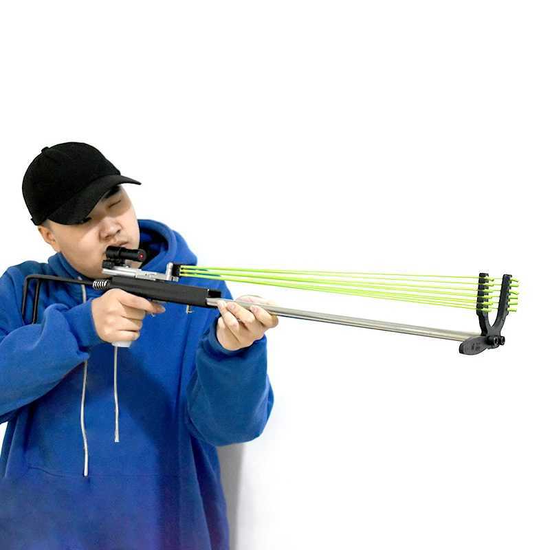 Stainless Steel Professional Hunting Slingshot with 12 Strands of Rubber Band Powerful Outdoor Shooting Sport SlingshotXJ241217