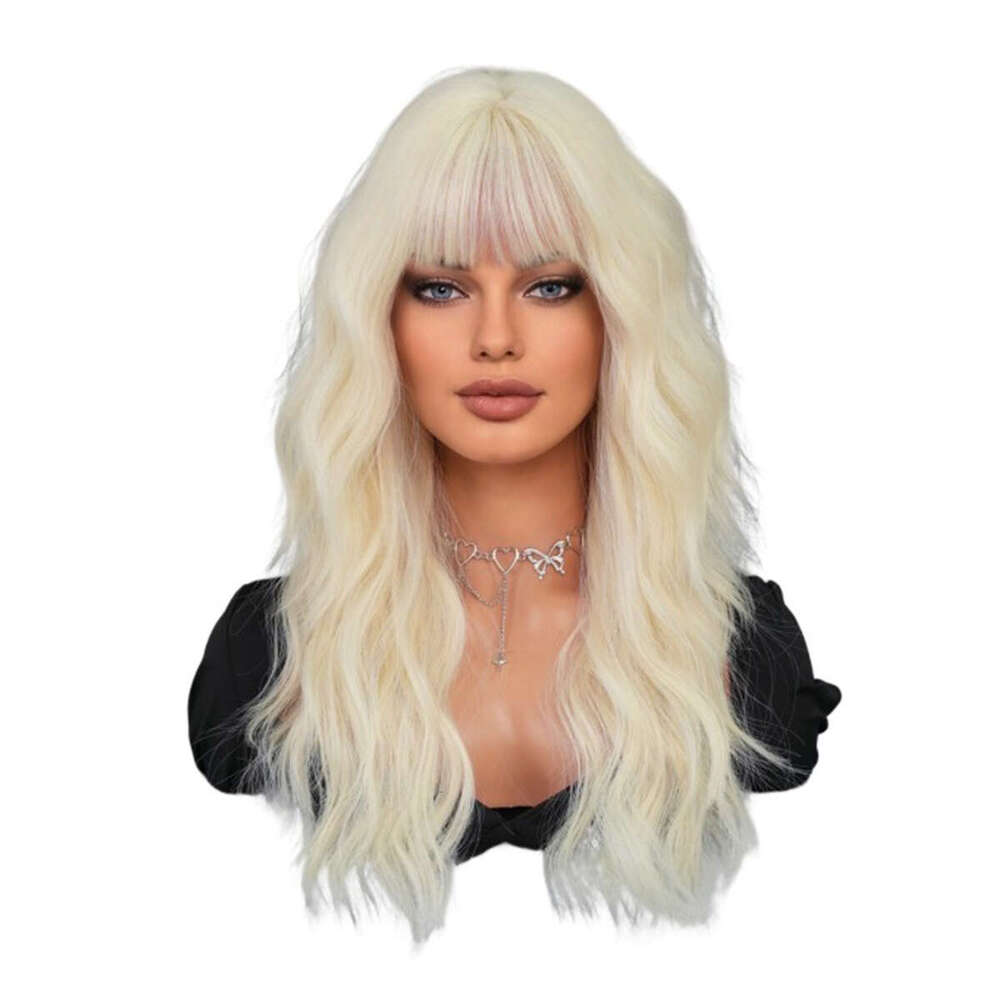 Medium Length Wavy Bangs Curly Hair Cosplay Costume Wig Platinum Wig Kq9 Kq9
