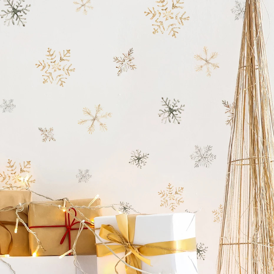 Christmas White Snowflake Window Glass Stickers Christmas Wall Stickers Decorations For Home Xmas Year Gifts 241213