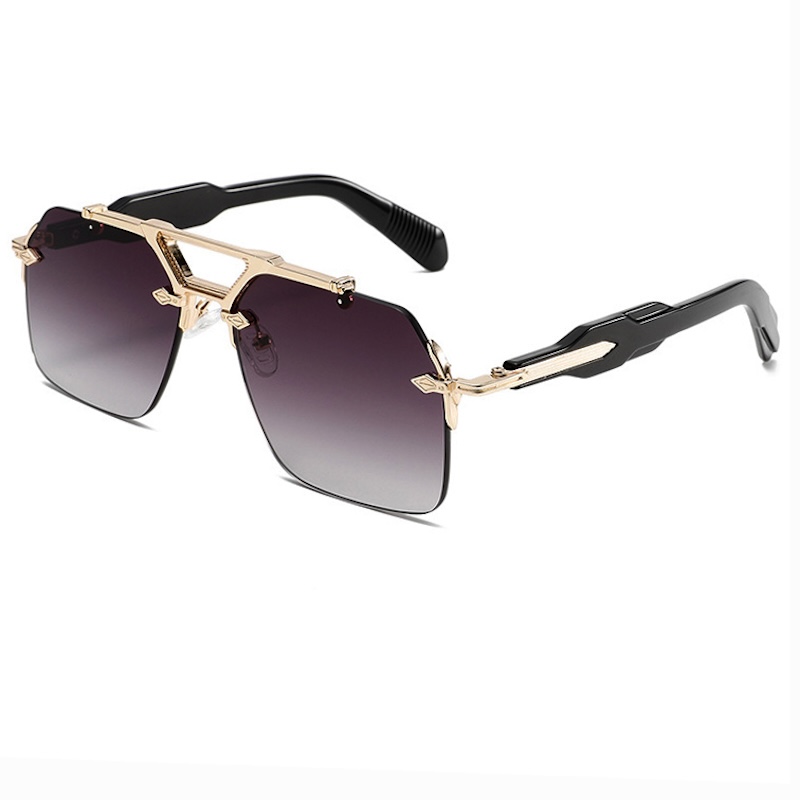 Rimless Oversized Sunglasses Men Pilot Retro Top Punk Eyewear Outdoor Y2K Future Luxury Brand Design Steampunk Glasses Classic Driving Fashion Cool S1