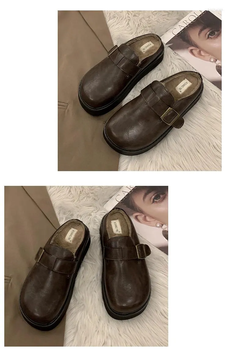 Slippers Rubber Women's Shoes With Platform Pantofle Slides Fashion 2024 Retro Snow Boots Female Lu